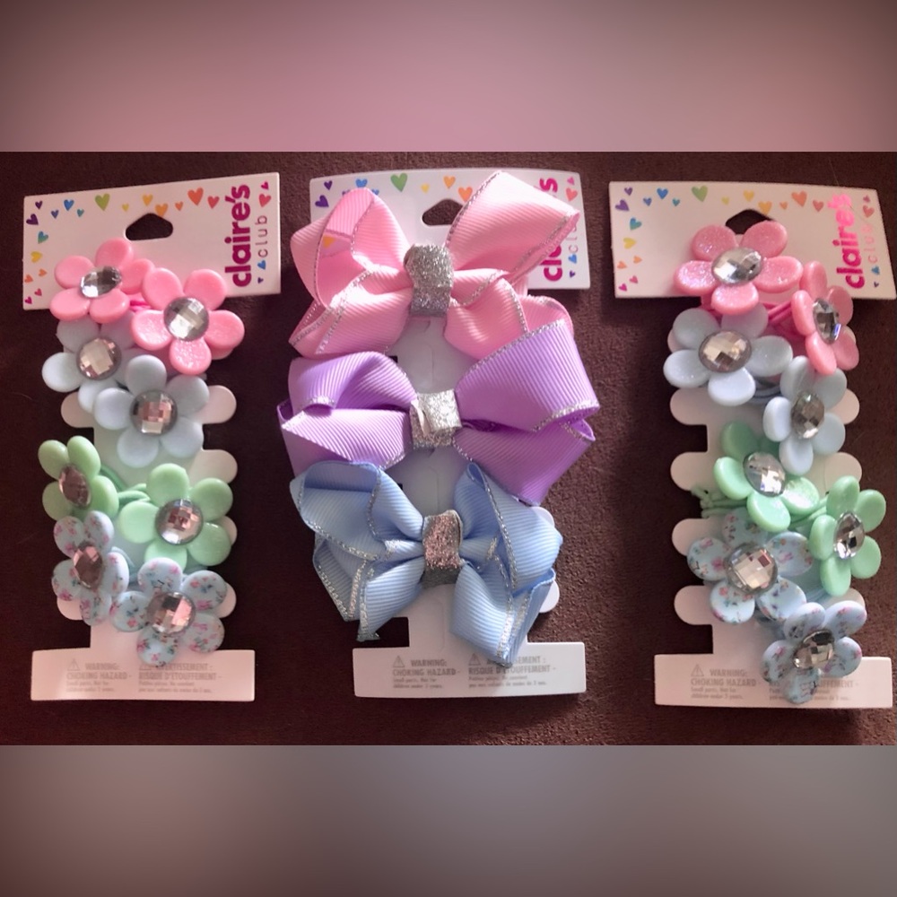 Claire's Hair Accessory Bundle - Flower and Bow Accessories Little Girls NEW